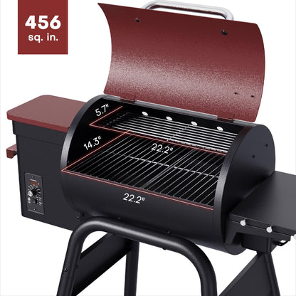 Jocoevol Electric Wood Pellet Grill Smoker for Outdoor Cooking, 456 SQ. IN Cook Area Pellet Grill with Auto Feed & PID Temperature Control 180-425°F, 6-in-1 BBQ Grill for Backyard, Camping