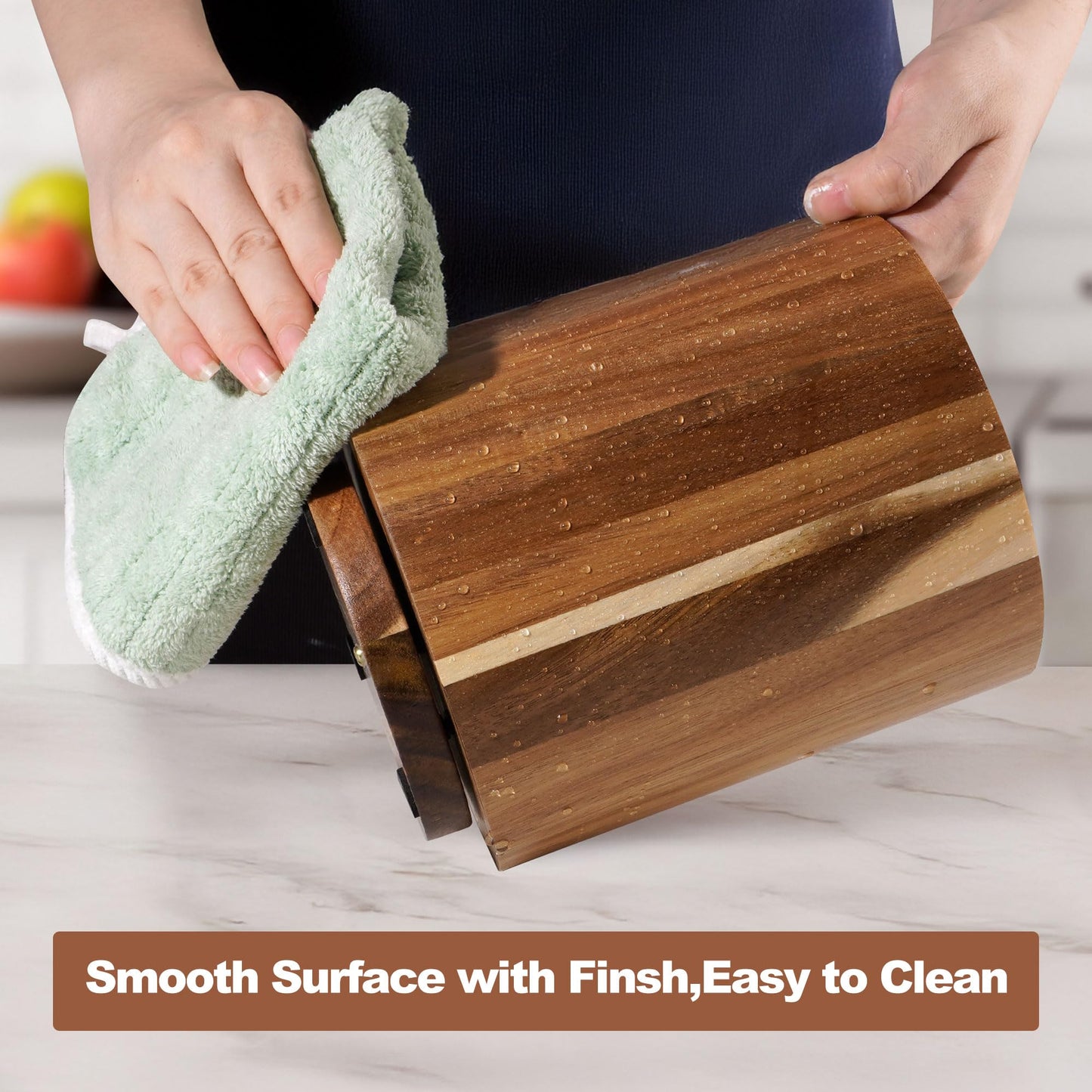 Wooden Utensil Holder for Kitchen Counter,360° Rotating Kitchen Utensil Holder,7.3"+5.7" Spatula Holder for Counter,Large Cooking Utensil Crock Natural Rustic Appearance for Home Decor,Set of 2