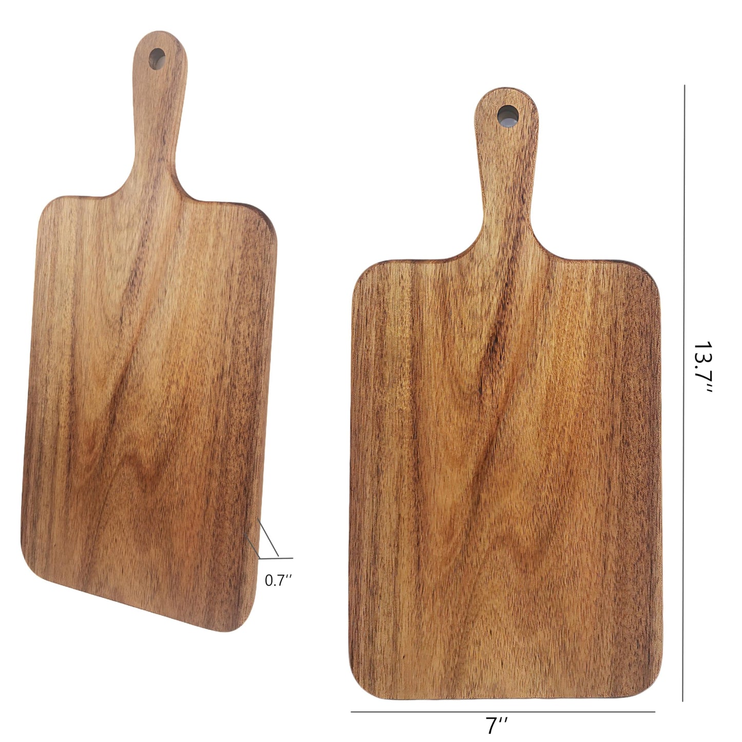 Selected Acacia Wood Cutting Board with Handle 13.7''X7'', Small Cutting Board, Wooden Cutting Board, Natural Wood, Oiled, Kitchen Item, Breakfact, Cake, Stylish, Bread, Fruits (Rectangular)