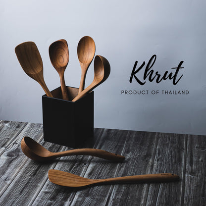 KHRUT Teak Wood Spatula/Turner, 13.5 Inch Long Handle for Cooking, Wooden Flat Turner, Natural Utensils, Non-Stick Cookware Tools