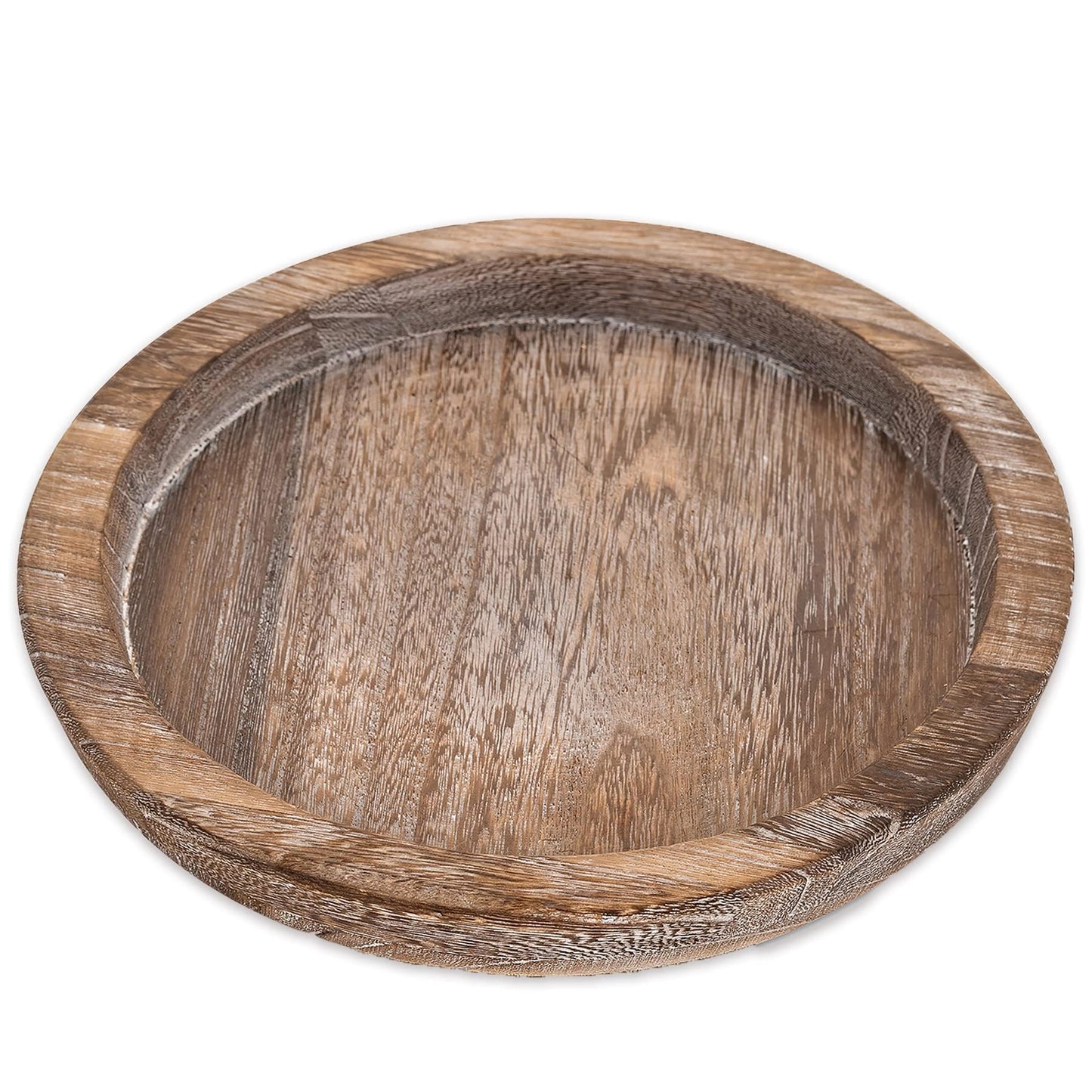 Rustic Wooden Serving Tray - Candle Holder Tray Home Decor, Small Wooden Serving Tray, Round Wood Tray for Coffee Table, Decorative Tray, Centerpiece Table Decorations for Home Decor (8.07 in)