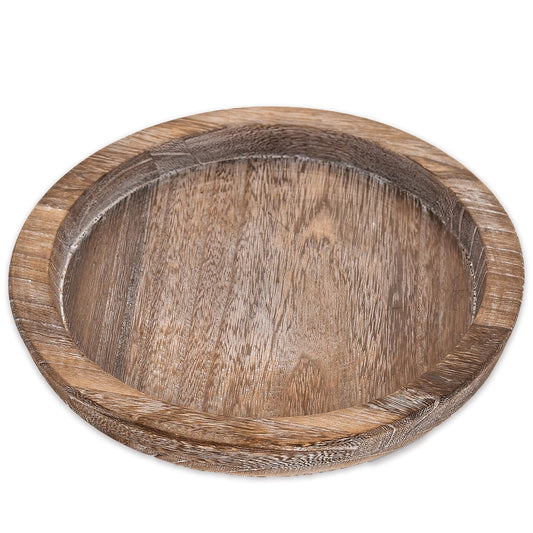 Rustic Wooden Serving Tray - Candle Holder Tray Home Decor, Small Wooden Serving Tray, Round Wood Tray for Coffee Table, Decorative Tray, Centerpiece Table Decorations for Home Decor (8.07 in)