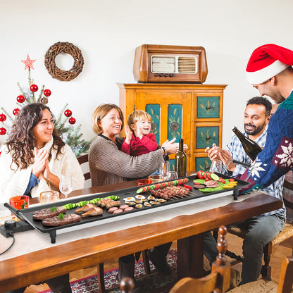 KOTEK 35” Electric Griddle, Nonstick Extra Large Teppanyaki Grill with 5 Adjustable Temperature, Drip Tray, Cool Touch Handles, 2000W Flat Top Pancake Griddle Smokeless for Indoor Outdoor BBQ Party