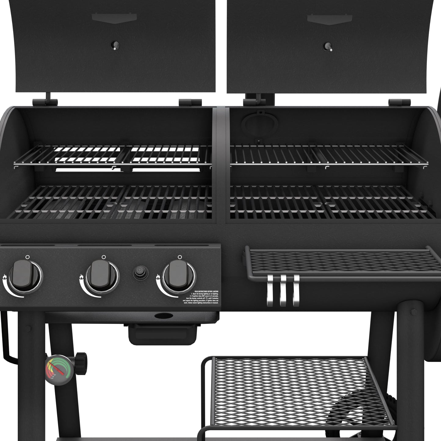 OKLAHOMA JOE'S® Canyon™ Deluxe Charcoal and Propane Gas Combination Smoker and Grill, Black Steel, 24203005