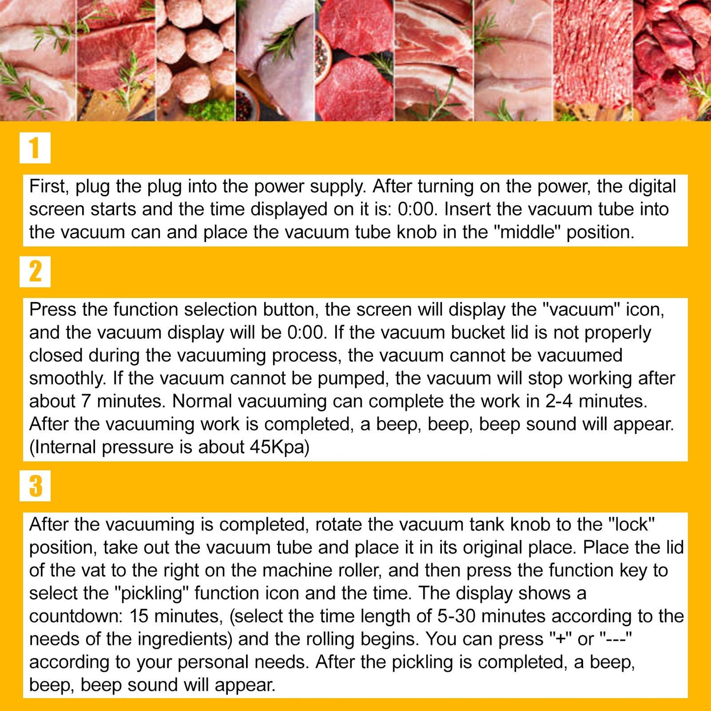 Vdniduir Commercial Vacuum Meat Tumbler Marinating Machine,Hamburger Pickling Machine, for Chicken/Beef/Bacon,Meat & Vegetable