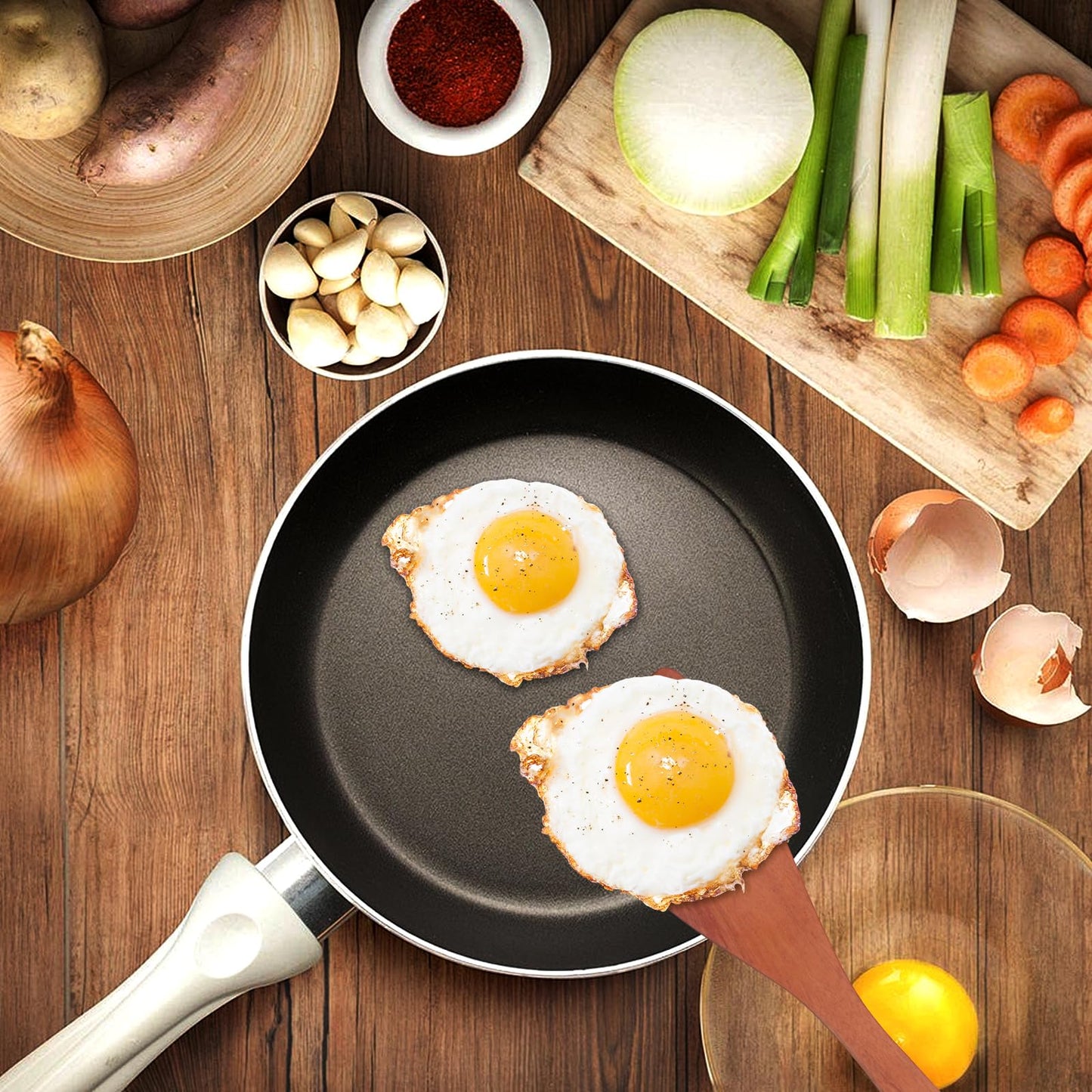 HAOIOKSC 2 Pcs Solid Wood Spatula Set for Nonstick Pans, 12-inch Ergonomic Kitchen Tool with Curved Edge, Handcrafted Utensil for Flipping Eggs Fish Pancakes, Natural Cooking Gift