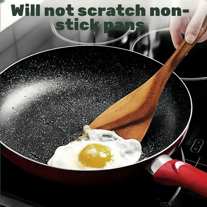 6 Piece Wooden Cooking Spoons for Cooking, Kitchen Utensils Set, Wooden utensil storage wooden barrel, Natural Teak Wood Cooking Spatulas with Utensils Holder, for Nonstick Cookware