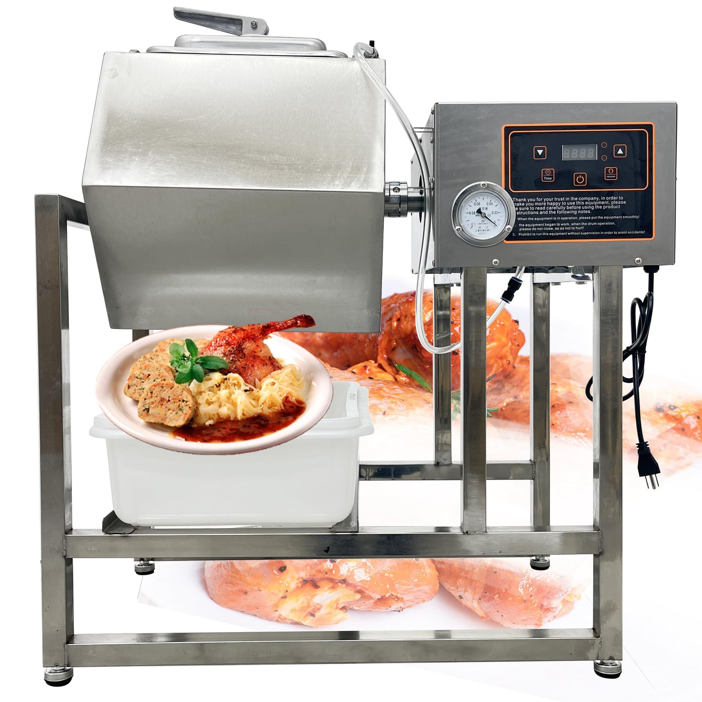 HayWHNKN Vacuum Tumbler Marinator Meat Vegetable Marinating Machine 45L Food Vacuum Marinator Fast Marination Process 110V Meat Pickle Machine 360° Rotation with Timer For Chicken Steak Burger Shop