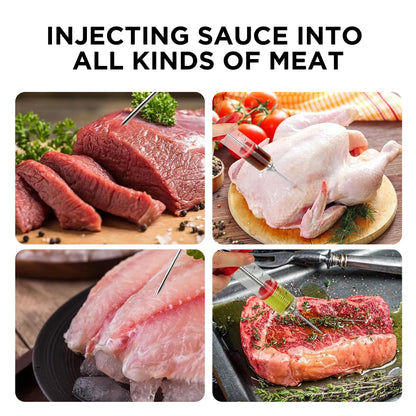 Red Mountain Valley Meat Injector, Portable Plastic Marinade Turkey Injector Syringe with Screw-on Meat Needle for Smoker BBQ Grill, food syringe,1-oz, Red