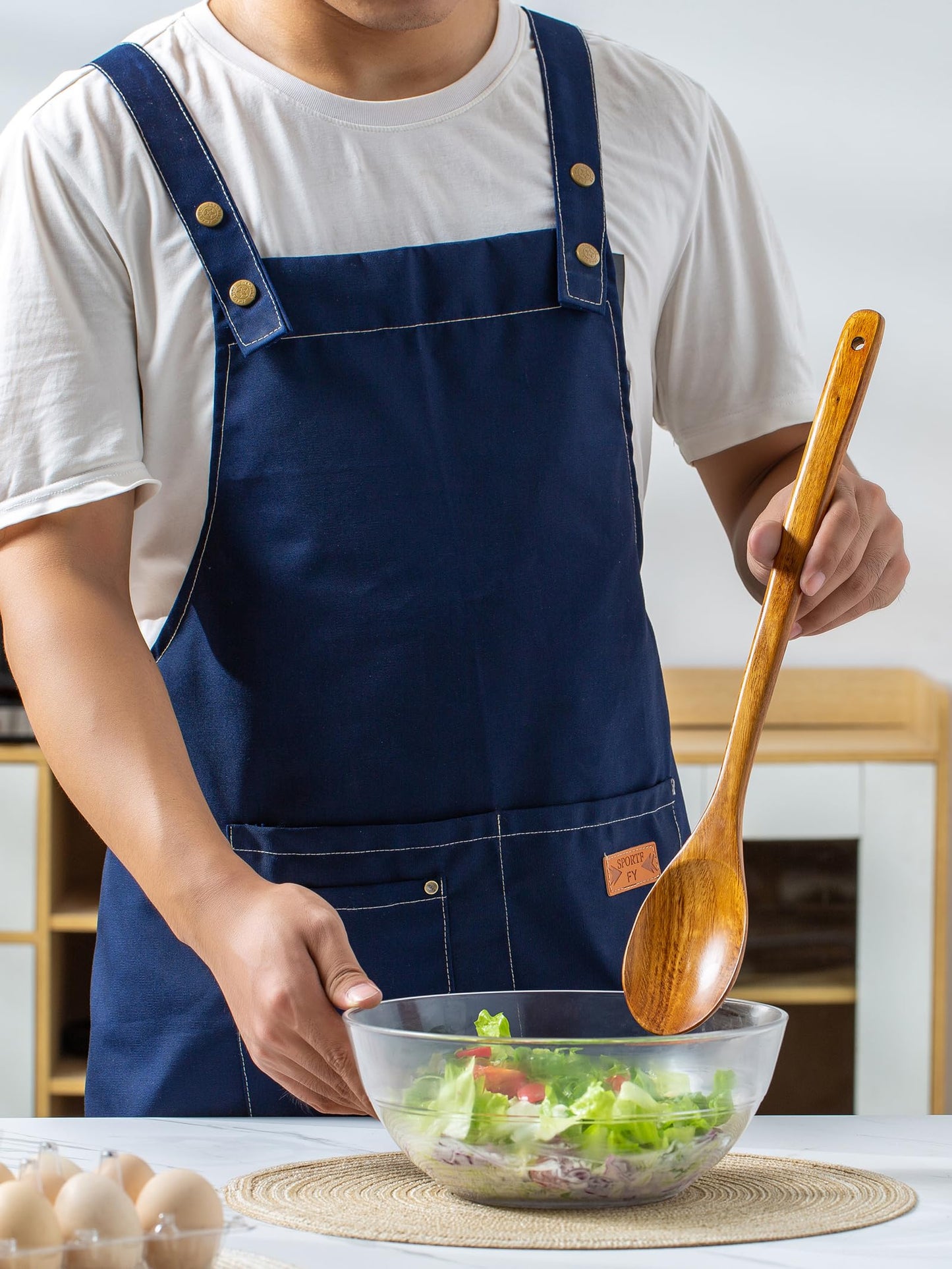 Wooden Mixing Spoon, 16.5 Inch Long Handled Wooden Spoons for Cooking And Stirring