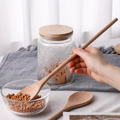 HANSGO Wooden Spoons for Cooking, 10 Inch Mixing Wood Spoon with Long Handle Serving Utensil Set for Kitchen Cooking and Stirring, 3PCS