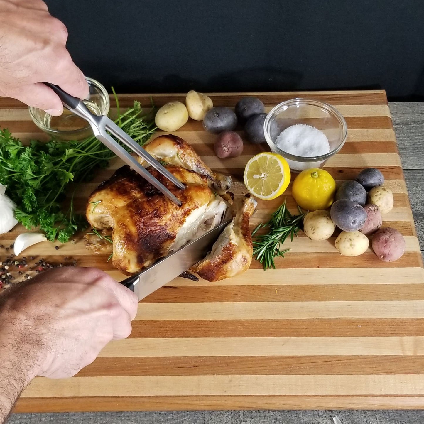 Ergo Chef Pro Series 8-Inch Meat Fork - Carving & Serving Fork - Forged High Carbon Stainless-Steel, Full Tang, Black Handle