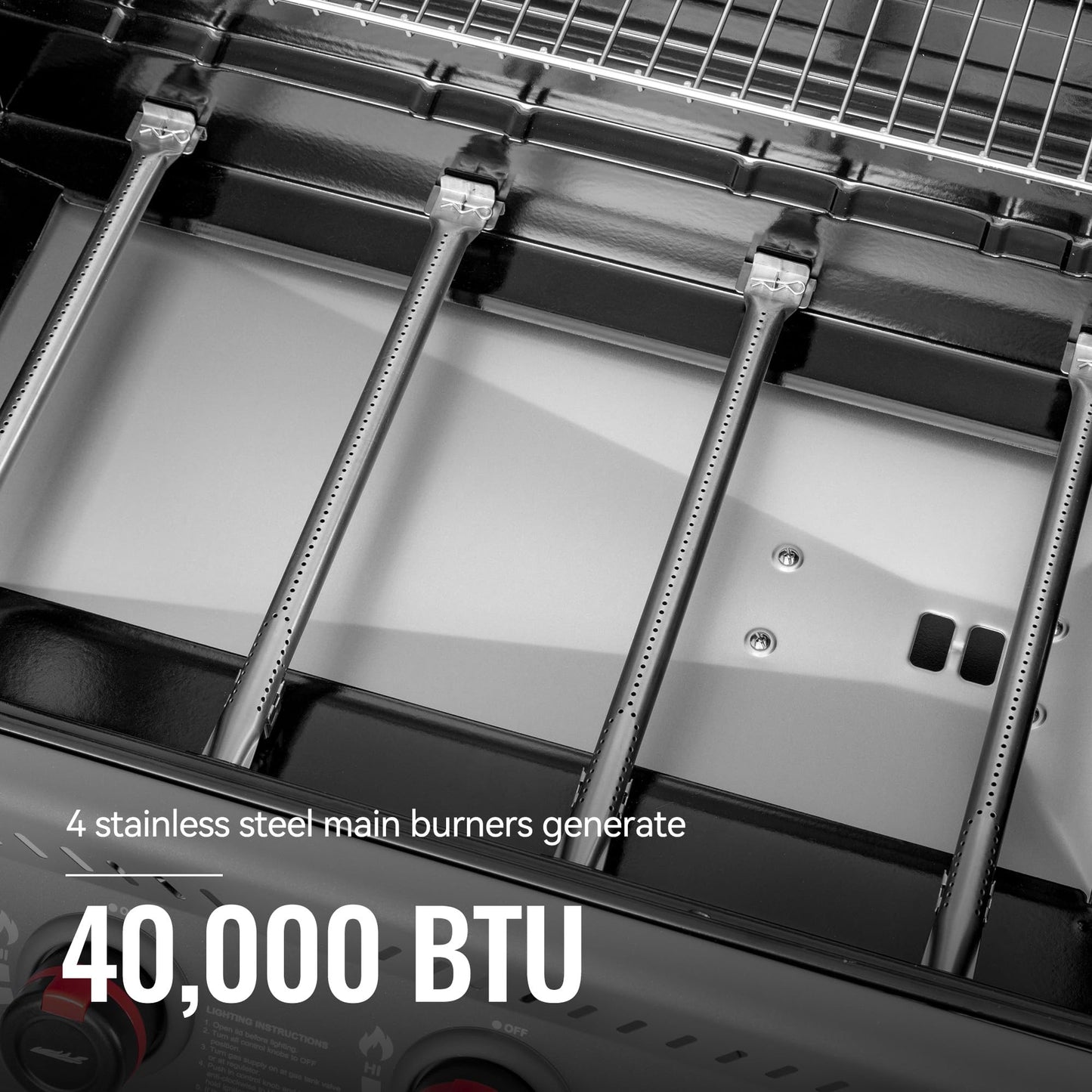 Royal Gourmet GA4401T 4 Burner Propane Gas Grill with Porcelain-enameled Cast Iron Grates, Outdoor BBQ Grill with Warming Rack for Outdoor Cooking and Backyard Barbecues, Black and Gray