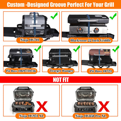 GRILL FORCE Portable Grill Cart for Ninja OG701 OG751, Collapsible Outdoor Grill Stand for Ninja Woodfire Grill, Fits Ninja OG700 Series, Traeger Ranger,Pit Boss 10697/10724 and 22" Blackstone Griddle