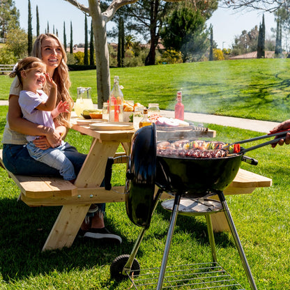 Megamaster Premium Charcoal Grill, 18" Heavy Duty Charcoal Kettle Grill, Outdoor Cooking, Camping Patio, Backyard, Tailgating, Black