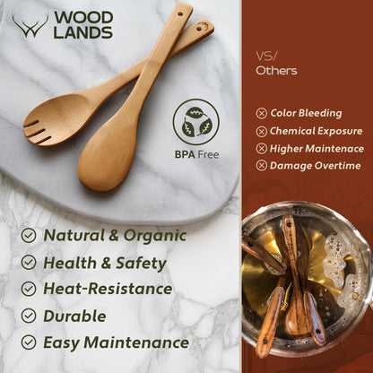 Bamboo Wooden Spoons For Cooking 6Pcs – Eco-friendly Wood Kitchen Utensils Set - Heat-resistant Wooden Utensil Set For Nonstick Cookware, Lightweight Spatula Set, Ideal Mothers Day Gifts