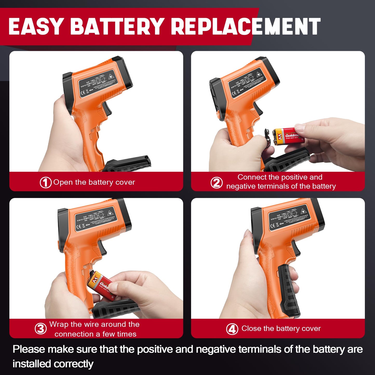 CEILSTES Infrared Thermometer Gun, Non-Contact Digital Laser Temperature Gun, -58°F to 1076°F, Adjustable Emissivity and Max/Min Values for Industrial, Cooking, Griddle,Engine, HVAC (Not for Human)