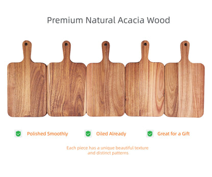 Selected Acacia Wood Cutting Board with Handle 13.7''X7'', Small Cutting Board, Wooden Cutting Board, Natural Wood, Oiled, Kitchen Item, Breakfact, Cake, Stylish, Bread, Fruits (Rectangular)