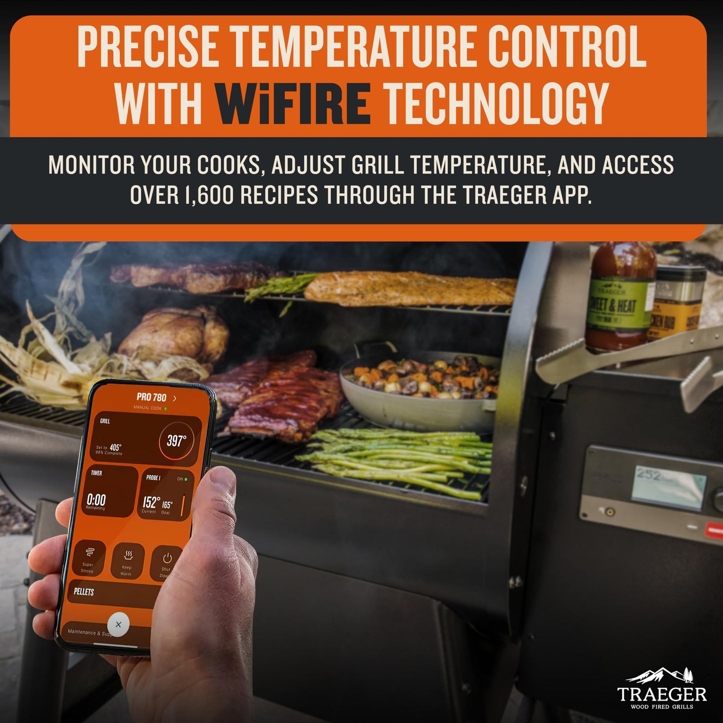 Traeger Grills Pro 780 Wood Pellet Smoker Grill, 6-in-1 BBQ Pellet Grill Combo, WiFi and App-Connected Electric Smoker, 780 Square Inches of Grilling Area, Temperature Control, Bronze Finish