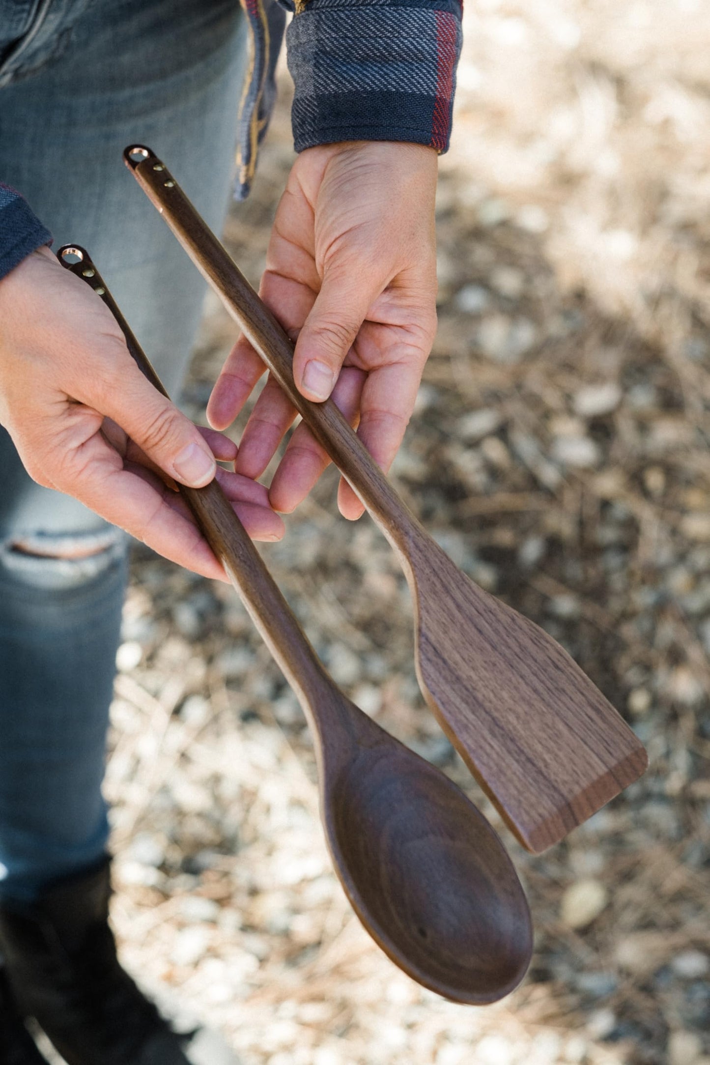 Barebones Wooden Spoon - Large Wooden Spoon Crafted with Durable Black Walnut - Wooden Cooking Utensils and Home Essentials
