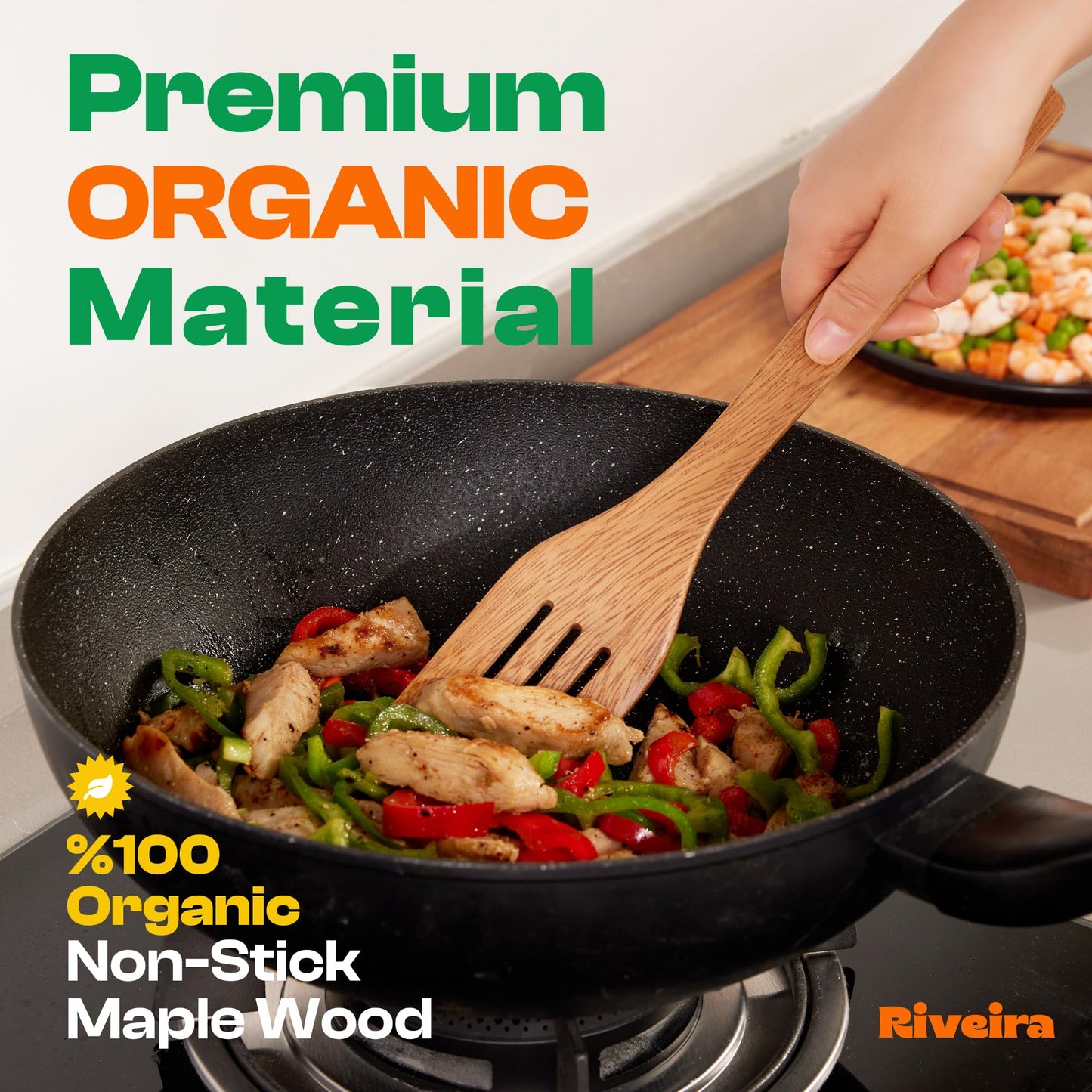 Riveira Walnut Wooden Spoons for Cooking Set of 6 – Natural Walnut Wooden Cooking Utensils, Spatula, Spoon - Premium Quality Utensil Set for Non-Toxic Cooking