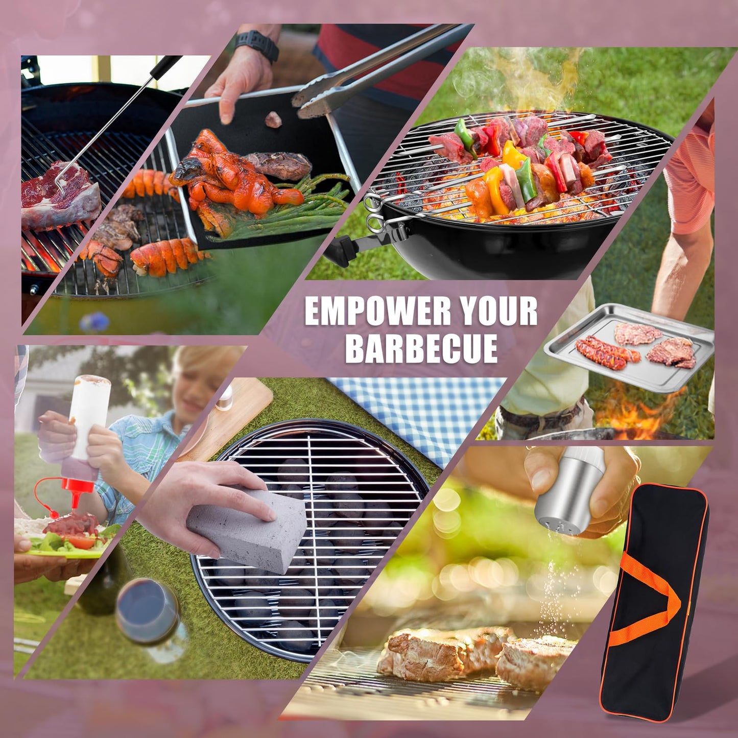 HaSteeL 18 Inch Charcoal Grill, 2-In-1 Kettle Outdoor Barbecue Grill, Portable Black BBQ Grill for Camping/Backyard/Patio/Picnic, Porcelain-Enameled Lid & Fire Bowl, 254.SQ.IN Cooking Area, 29Pcs