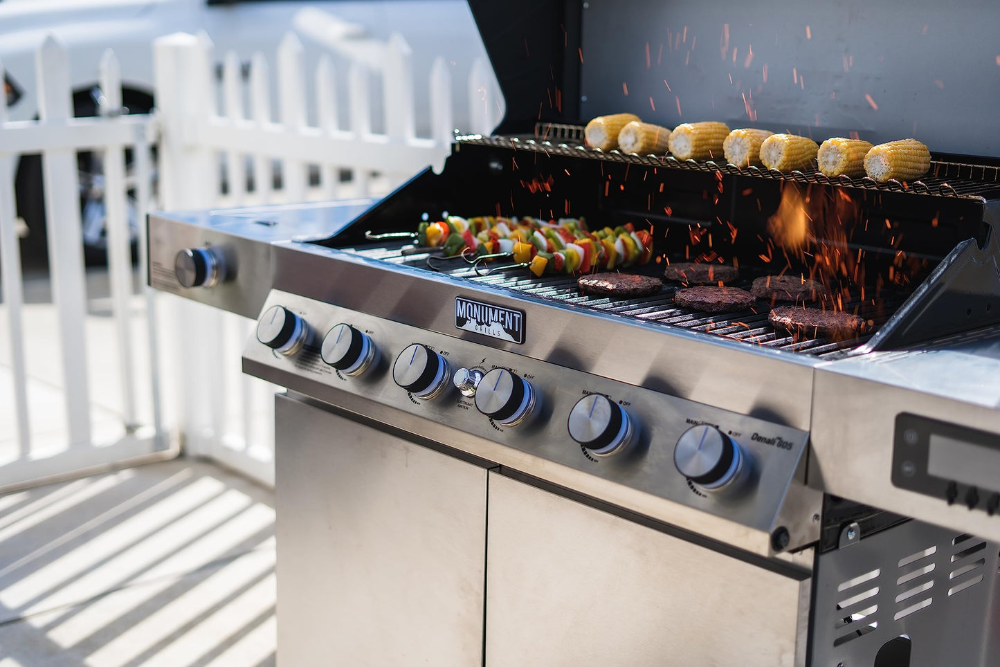 Monument Grills 6-Burner Convertible Natural Gas Smart bbq Grill Stainless Steel Denali 605 with Conversion Kit
