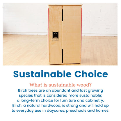 ECR4Kids Play Kitchen Refrigerator, Wooden Playset, Natural