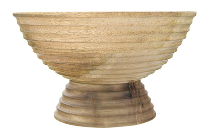 Creative Co-Op Boho Wood Pedestal Serving Bowl, Natural Finish