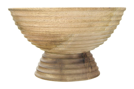Creative Co-Op Boho Wood Pedestal Serving Bowl, Natural Finish