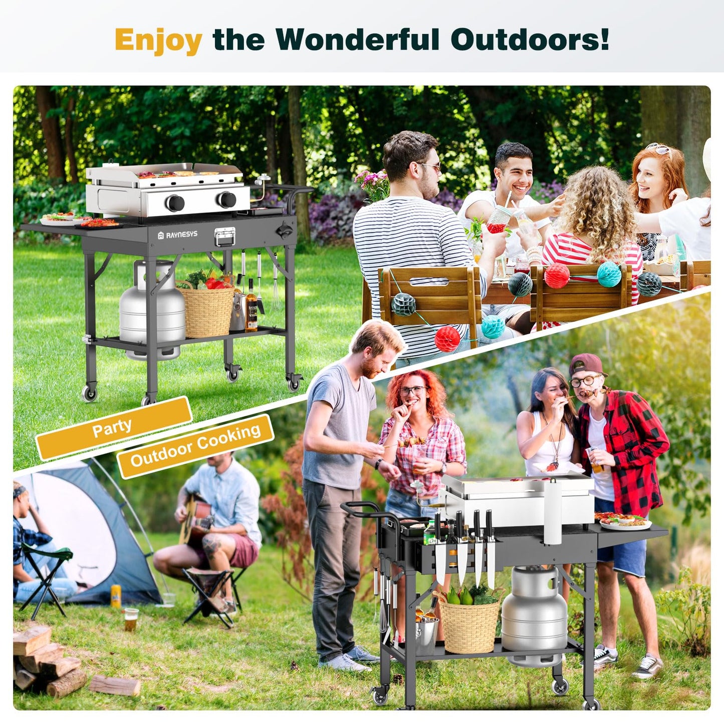 Outdoor Grill Table, Blackstone Griddle Stand, 440lbs Folding Grill Cart, Pizza Oven Table Stand for Onni,Food Prep Table with Wheels for Outdoor BBQ Camp Ninja Woodfire Grill Stand, 31" W x 17" D