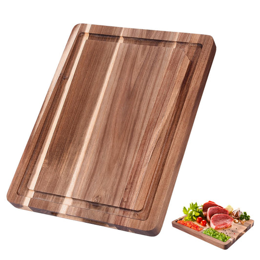 Cutting Boards,16"L x 12"W Acacia Wooden Cutting Board for Kitchen,Wood Chopping Board with Juice Groove and Sorting Compartment,Pre-Oiled Carving Tray Charcuterie Board for Meat Cheese Fruit