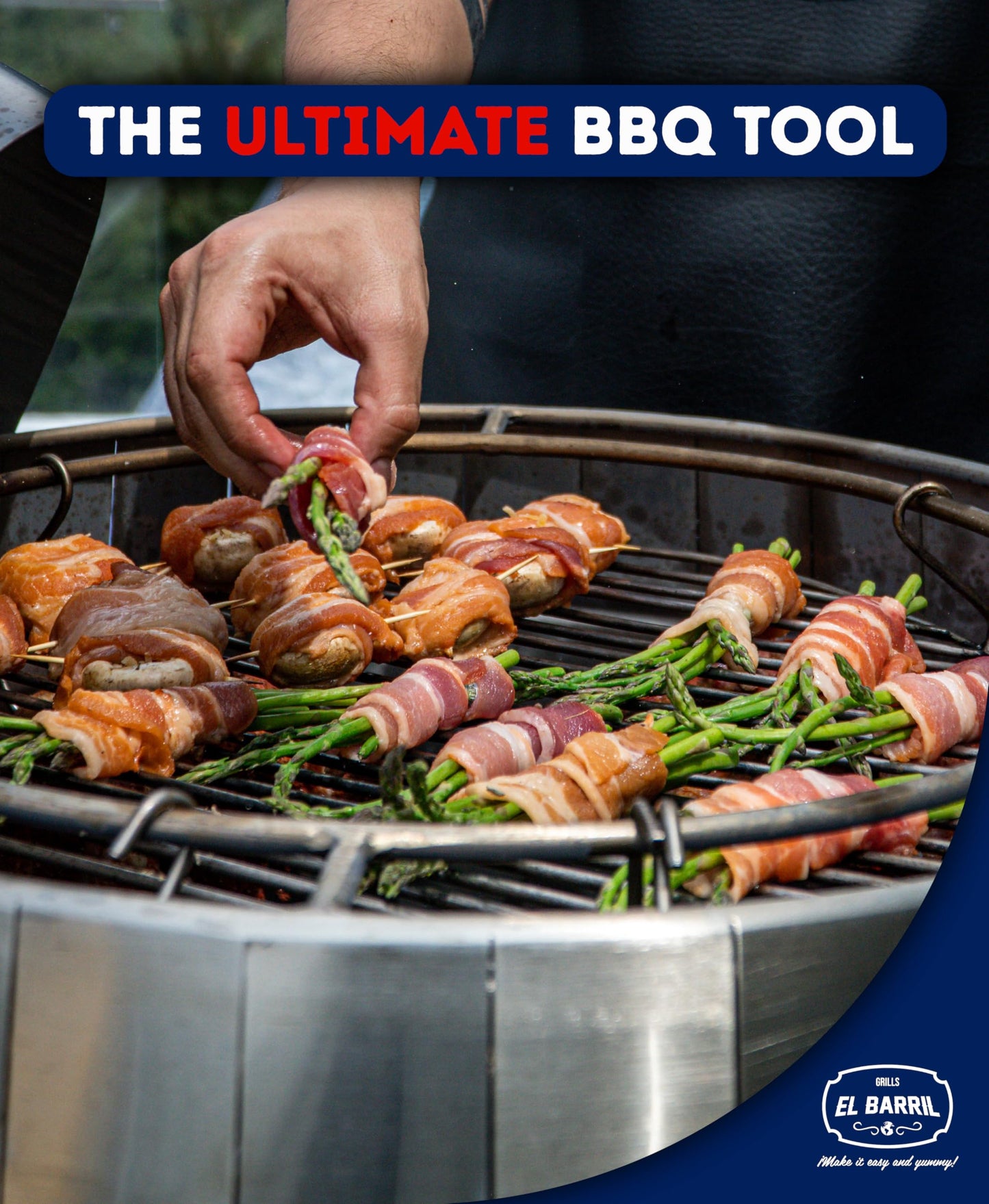 EL BARRIL 60lbs Grill & Smoker Barrel, Stainless Steel Charcoal Smoker Grill – Portable Outdoor Smokers with Even Heat Distribution & Grilling Accessories