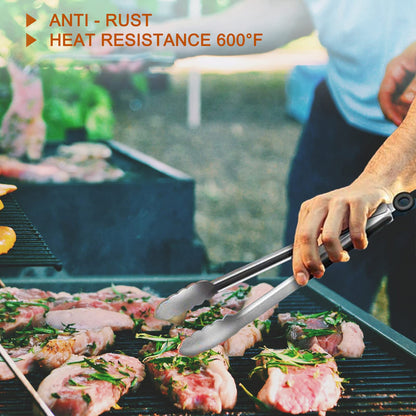 9 Pieces Stainless Steel Kitchen Tongs Grilling Locking Cooking Tongs Non-Slip Metal Food Tongs for Cooking, Salad and BBQ, 7, 9 and 12 Inch - CookCave