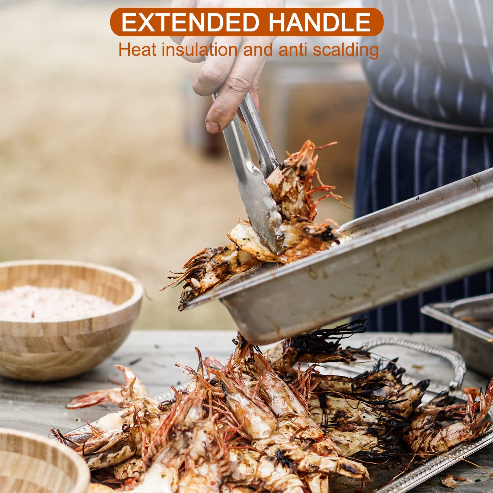 9 Pieces Stainless Steel Kitchen Tongs Grilling Locking Cooking Tongs Non-Slip Metal Food Tongs for Cooking, Salad and BBQ, 7, 9 and 12 Inch - CookCave