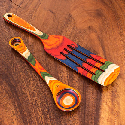 Totally Bamboo Baltique Marrakesh Collection 2 Piece Cooking Utensil Set, Spurtle & Measuring Spoon