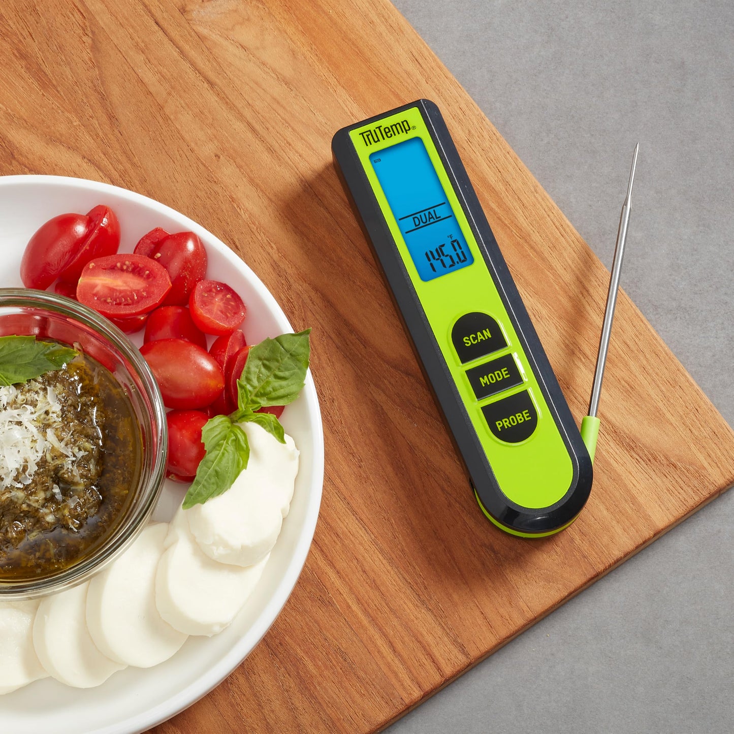 Taylor TruTemp Dual Instant Read Infrared Meat and Food Thermometer, Digital for Cooking, IPX5 Splash Proof Design, Plus Meat Probe for BBQ, Kitchen, Smoker, and Grilling, Green