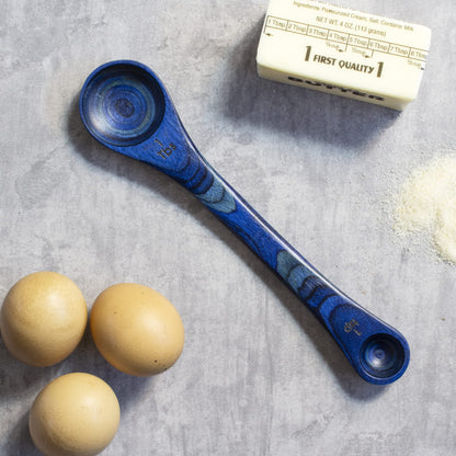 Totally Bamboo Baltique Malta Collection 2 in 1 Wooden Measuring Spoon with Tablespoon and Teaspoon Measurements