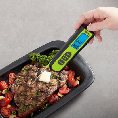 Taylor TruTemp Dual Instant Read Infrared Meat and Food Thermometer, Digital for Cooking, IPX5 Splash Proof Design, Plus Meat Probe for BBQ, Kitchen, Smoker, and Grilling, Green