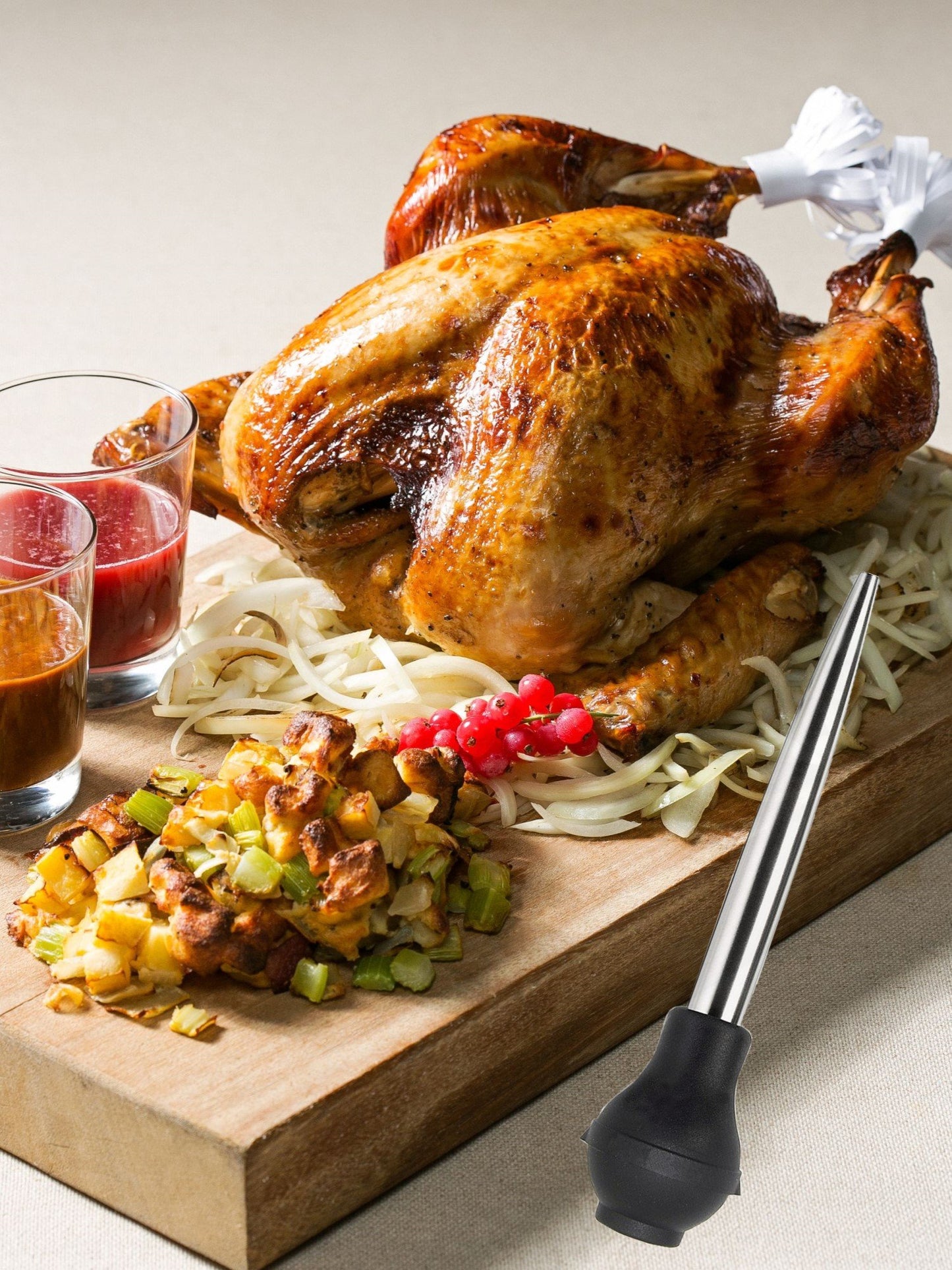 Silicone Bulb Turkey Baster Syringe Stainless Steel Marinade Injector With Needle And Cleaning Brush