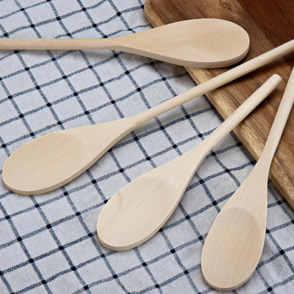 Maple Spoon Set of 4, Maple Wood Cooking Spoons Set for Nonstick Cookware, Wooden Salad Mixing Spoon, Soup Stirring, Kitchen Serving Utensils with Comfortable Handle