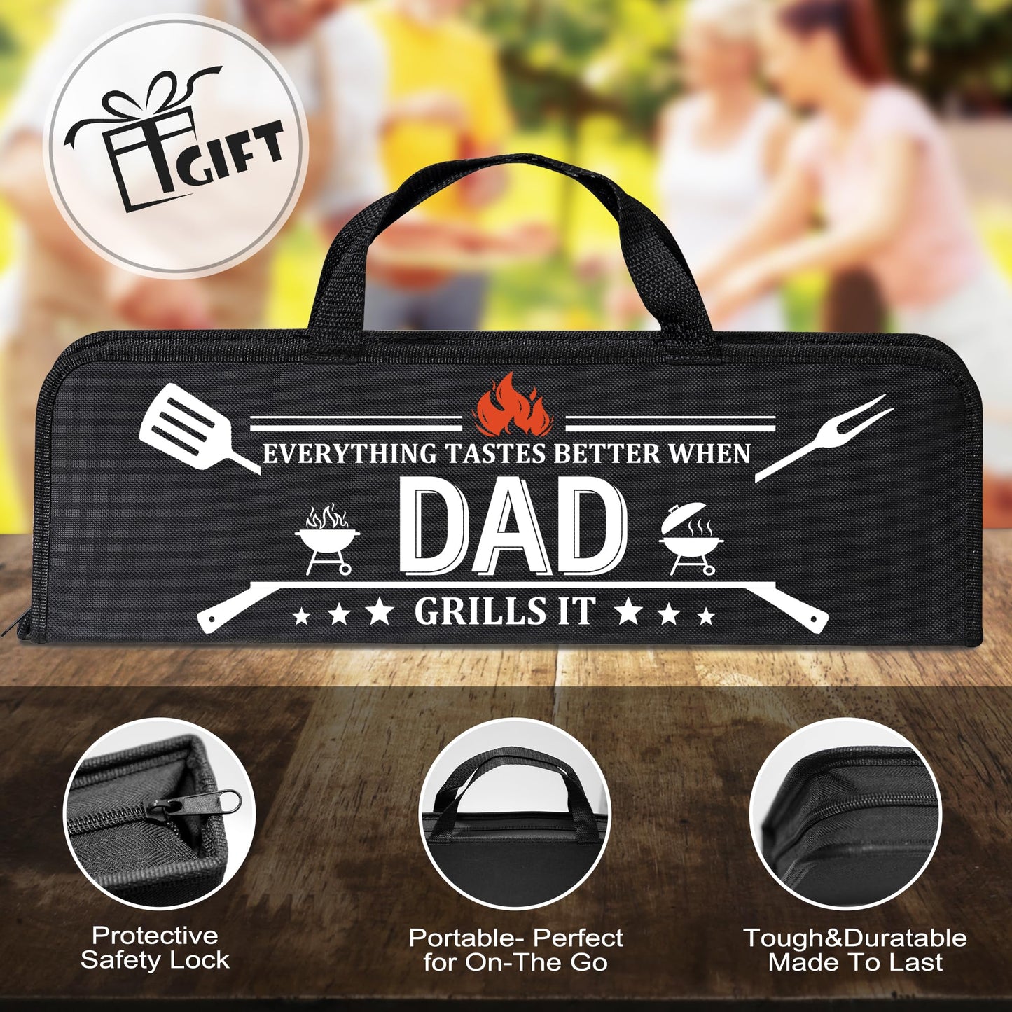 Fathers Day Dad Gifts from Daughter, Grilling Accessories, Heavy Duty Stainless Steel Grill Set BBQ Grill Tools for Outdoor Grill with Aluminum Case, Camping Grill Utensils Set Ideal Grilling Gifts