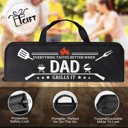 Fathers Day Dad Gifts from Daughter, Grilling Accessories, Heavy Duty Stainless Steel Grill Set BBQ Grill Tools for Outdoor Grill with Aluminum Case, Camping Grill Utensils Set Ideal Grilling Gifts