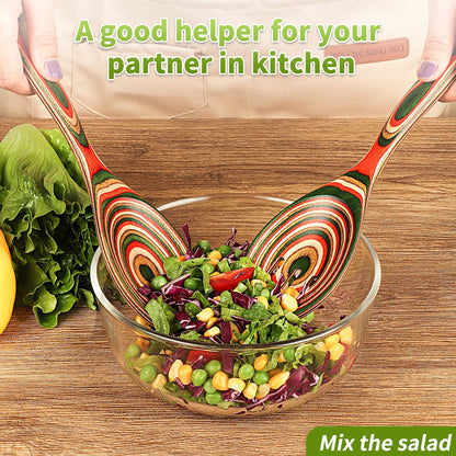 Salad Tongs, Wooden spoons, Salad Tongs for Serving, WOSPONFAN 10-inch Pakkawood Serving Utensils Set Salad Servers Set Kitchen Cooking Utensil