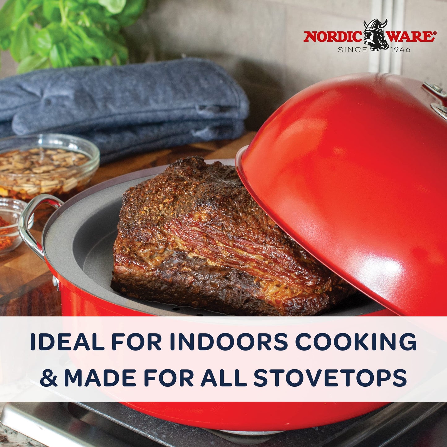 Nordic Ware Stovetop Kettle Smoker, Full Size, Red