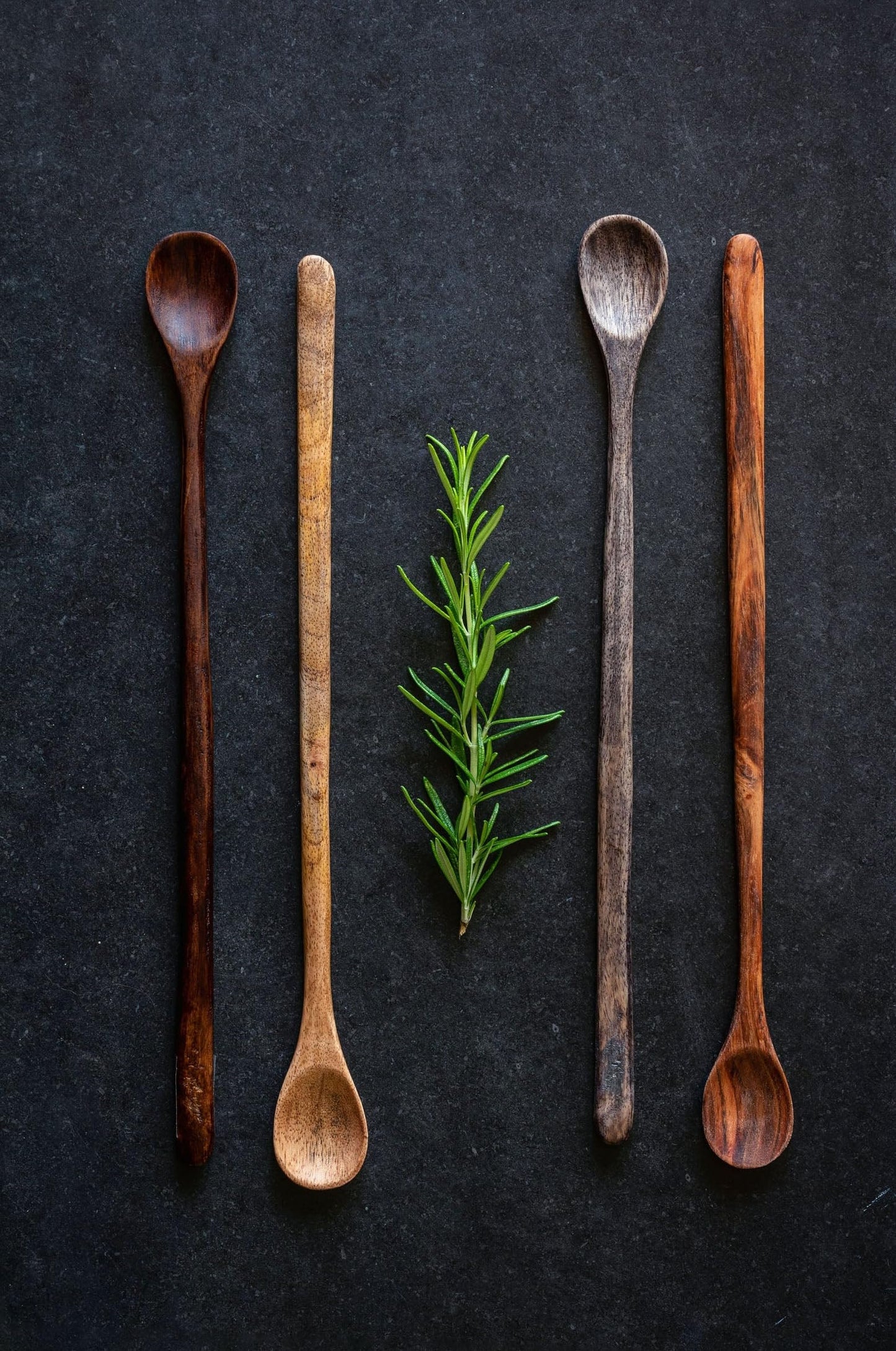 Karma Long Handle Tasting Spoons Set for Cooking - Kitchen Utensils - Wood - Set of 4