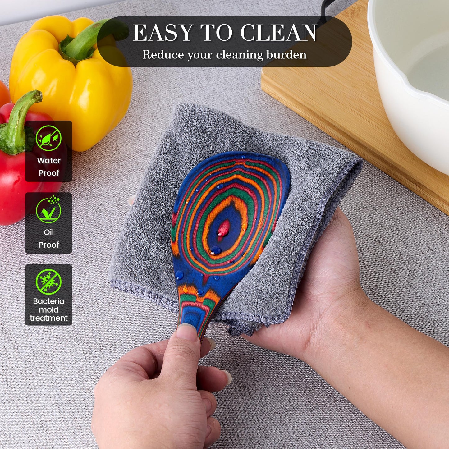 YUTFUBG Heat-Resistant Wood Cooking Utensils - 7pc Set, Eco-Friendly, Includes Spatula, Pasta & Slotted Spoons, Essential Kitchen Tool