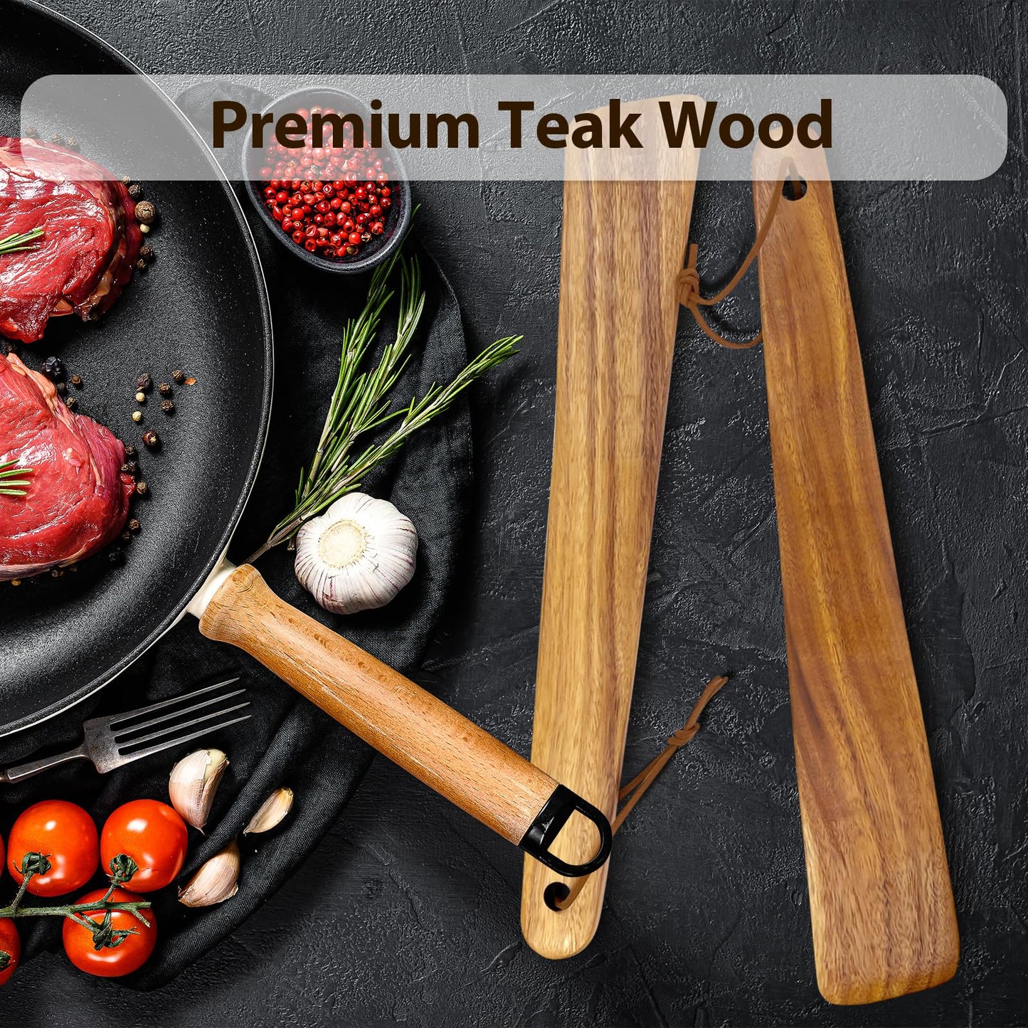 Teak Wood Spatula for Cooking,12.2 Inch Flat Wooden Spatula for Cast Iron,Wood Cooking Utensil,Spatulas Perfect for Flipping,Serving,Scraping,Turning. Set Of 2