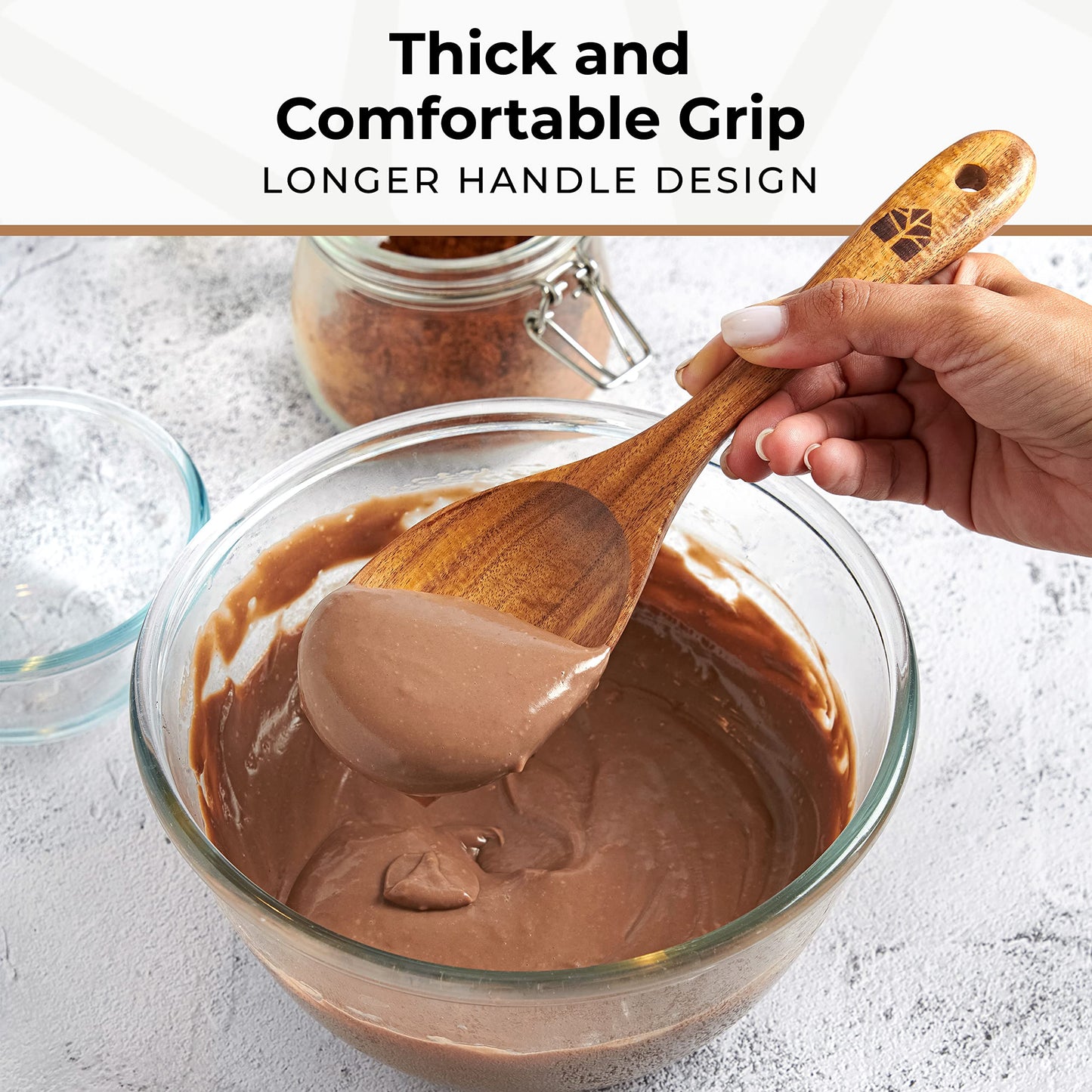 Wooden Spoons for Cooking – Wooden Kitchen Utensils Set, 6 Pcs Teak Wood Utensil Set – Comfortable Grip Non–Stick Wooden Cooking Utensils – Nonstick Natural and Healthy Kitchen Cookware