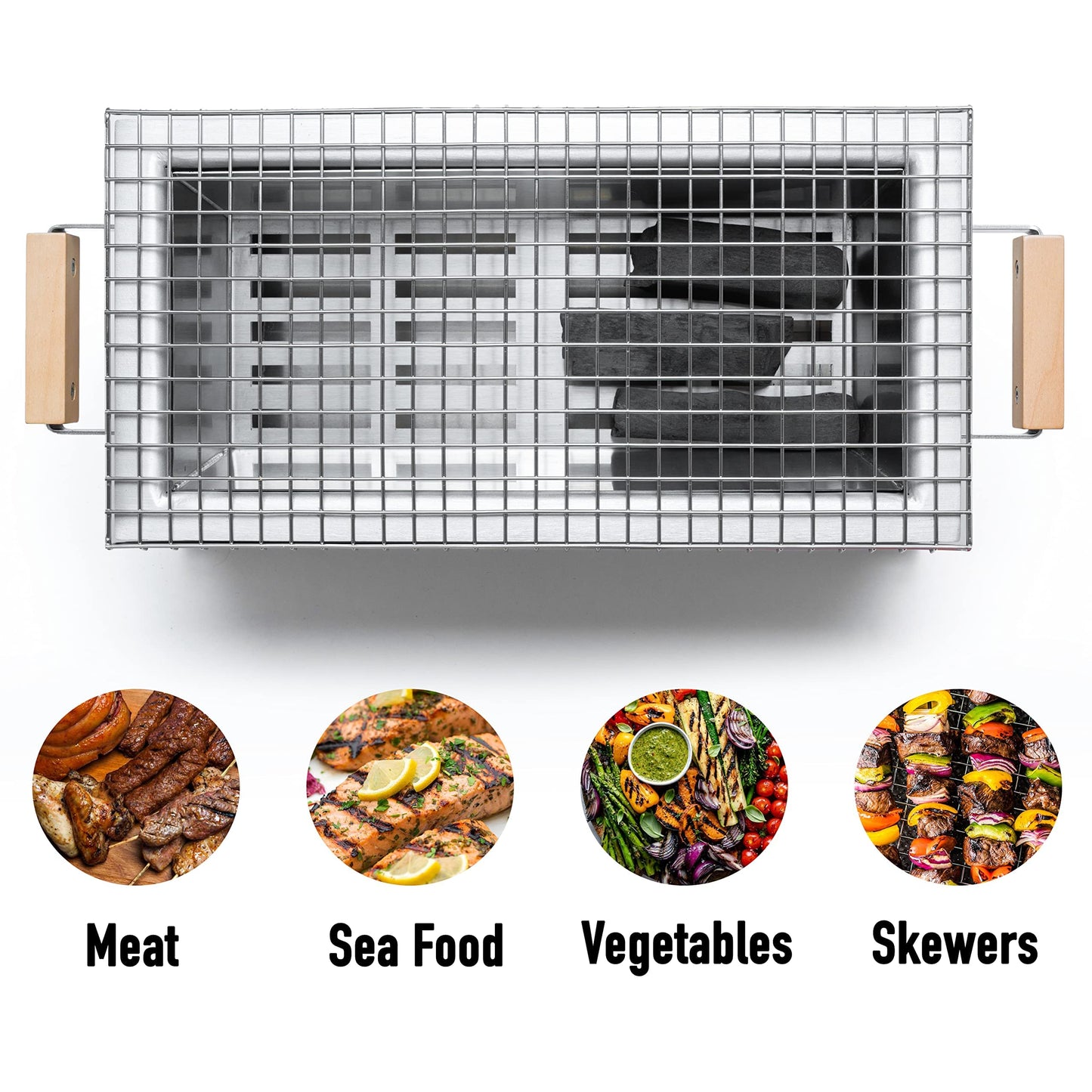 The Bincho Grill MG-168 Mini Yakitori Grill – Japanese Style Tabletop Charcoal Hibachi BBQ – Small Binchotan Grill for Authentic Japanese Grilling – Portable and Durable